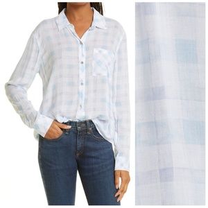 Rails Light Blue and White Plaid Button-Down Shirt